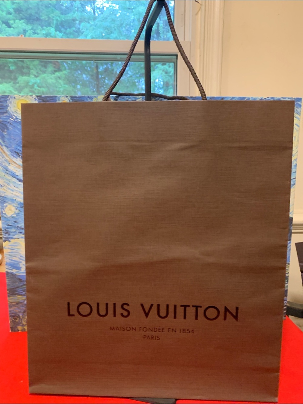 Louis Vuitton Brown Paper Shopping Bag with Dark Brown Logo 2 pcs